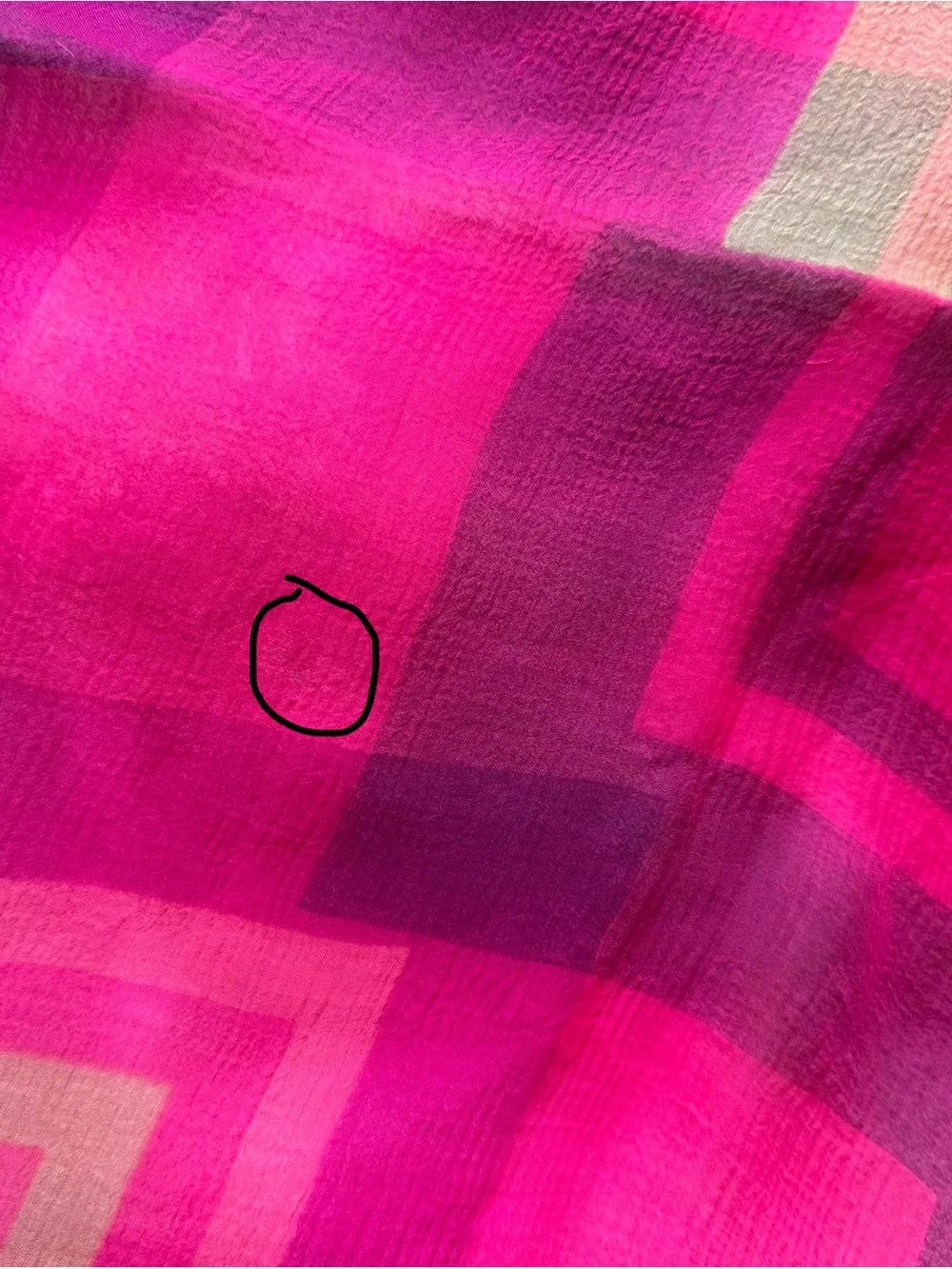 Yves Saint Laurent Silk Geometric Scarf Pink Navy 30” Square